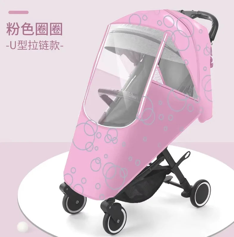 Baby Stroller Rain Cover – Waterproof Windproof Shield Stroller Rain Cover PLUSH Pink
