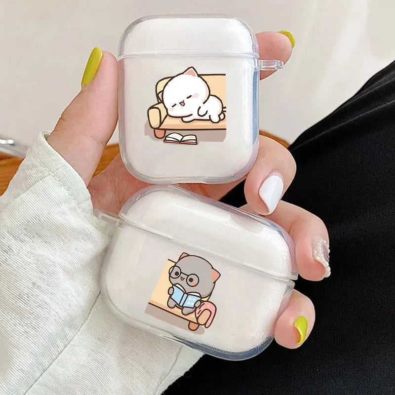 Funny Cat Clear AirPods Case | Cute Cover for Pro 1 2 3 4 Earphone Case Cover PLUSH