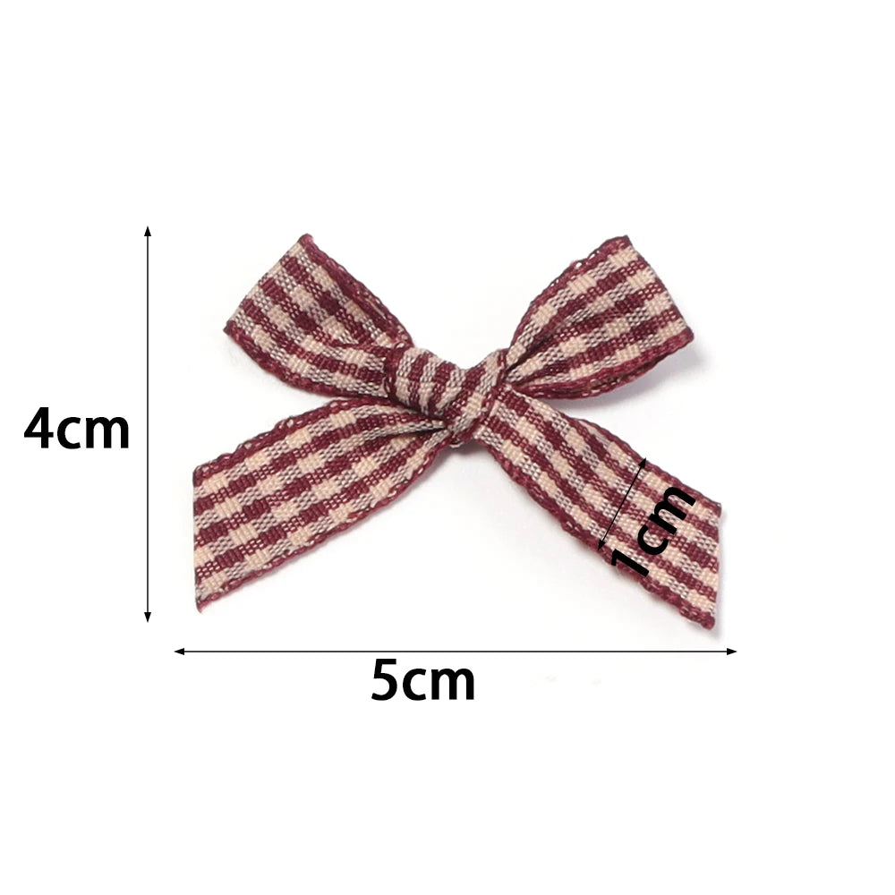 20pcs Plaid Ribbon Bows – DIY Hair Clips & Jewelry Crafts Ribbon Bow Embellishments PLUSH