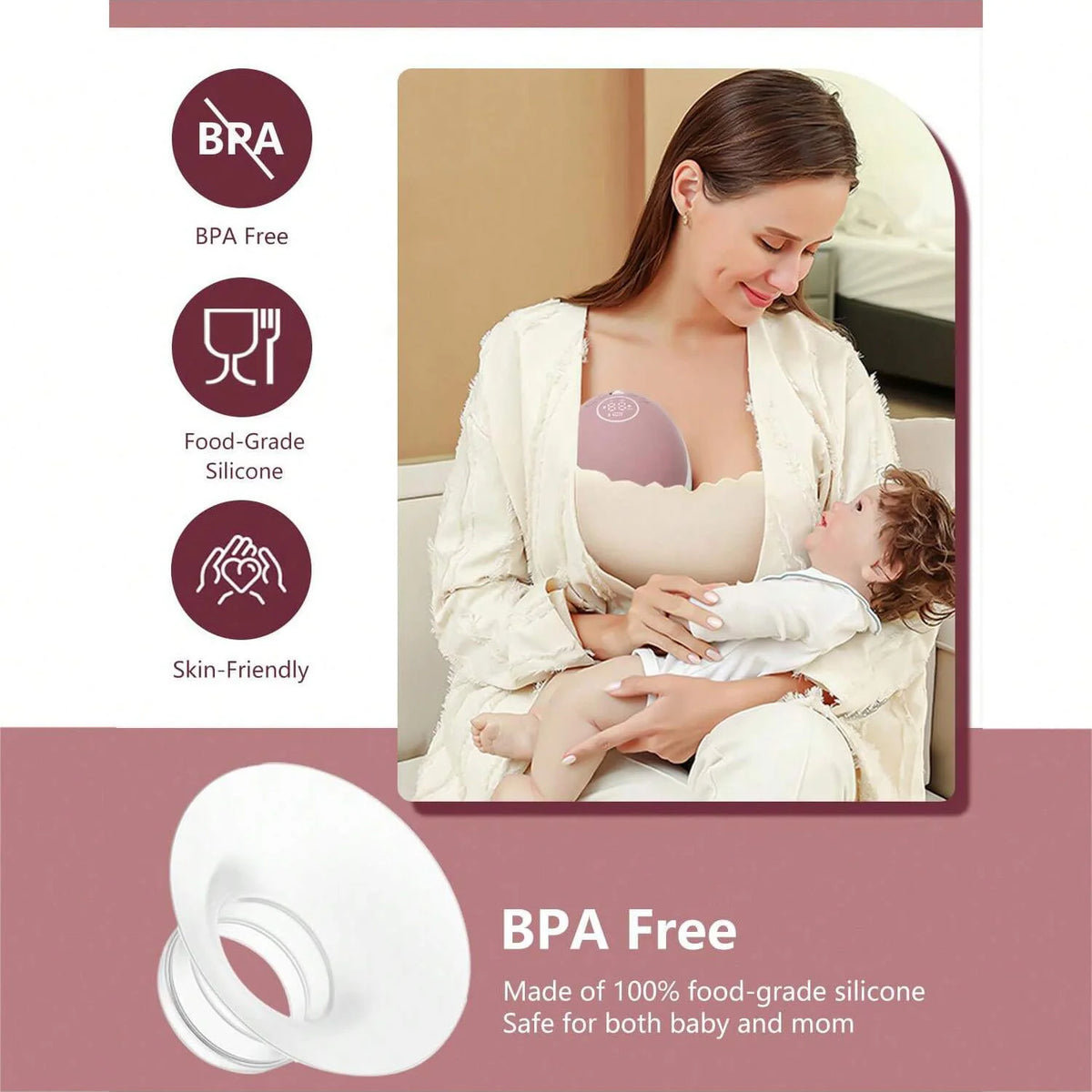 Silicone Breast Flange Inserts – Fits Momcozy Spectra Medela 24mm Breast Pump Accessory PLUSH