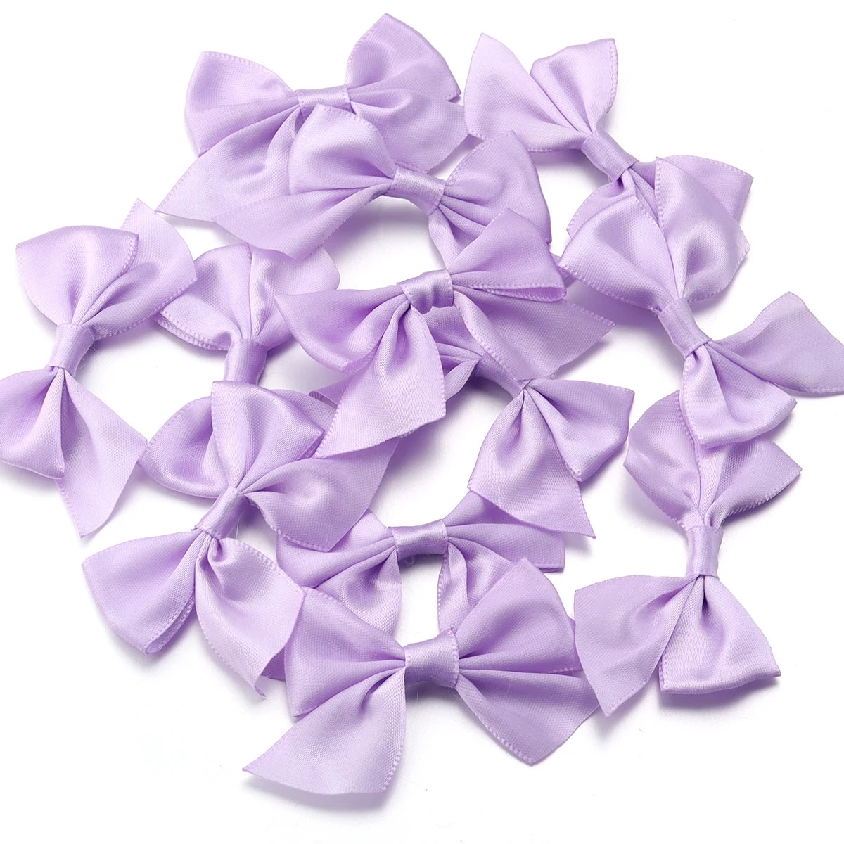 20pcs Satin Ribbon Bows – DIY Craft & Party Decoration Ribbon Bows PLUSH Light Purple 4x7cm