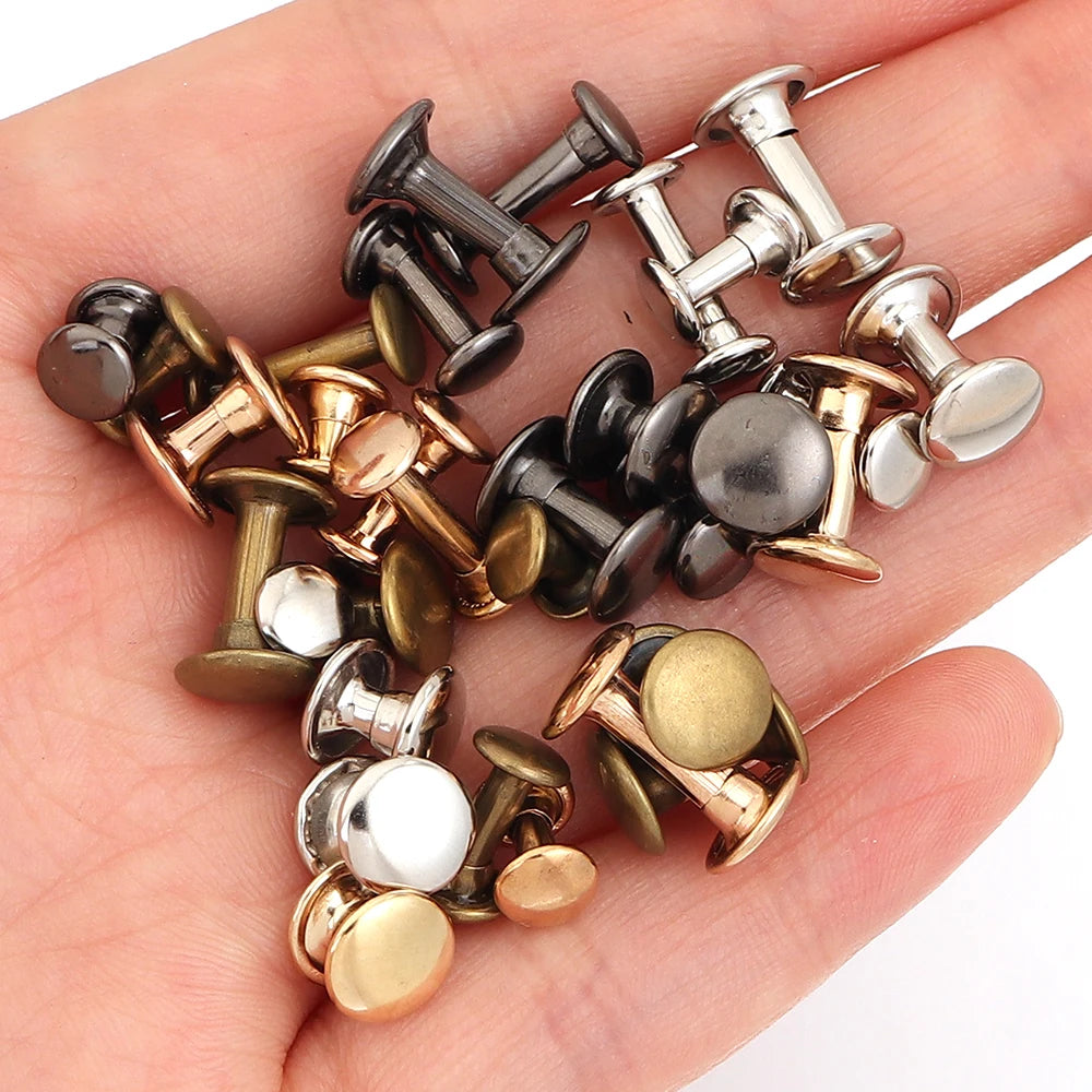 50 Sets Metal Double Cap Rivets for Leather, Bags & DIY Craft Craft Rivets PLUSH