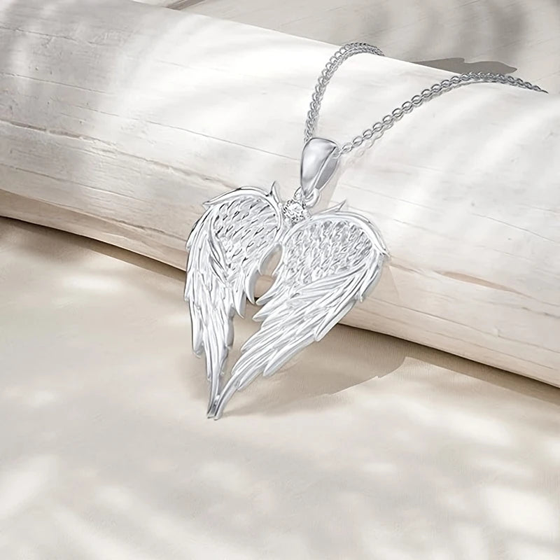 Angel Wings Heart Necklace & Earrings Set | Women's Jewelry Jewelry Set PLUSH