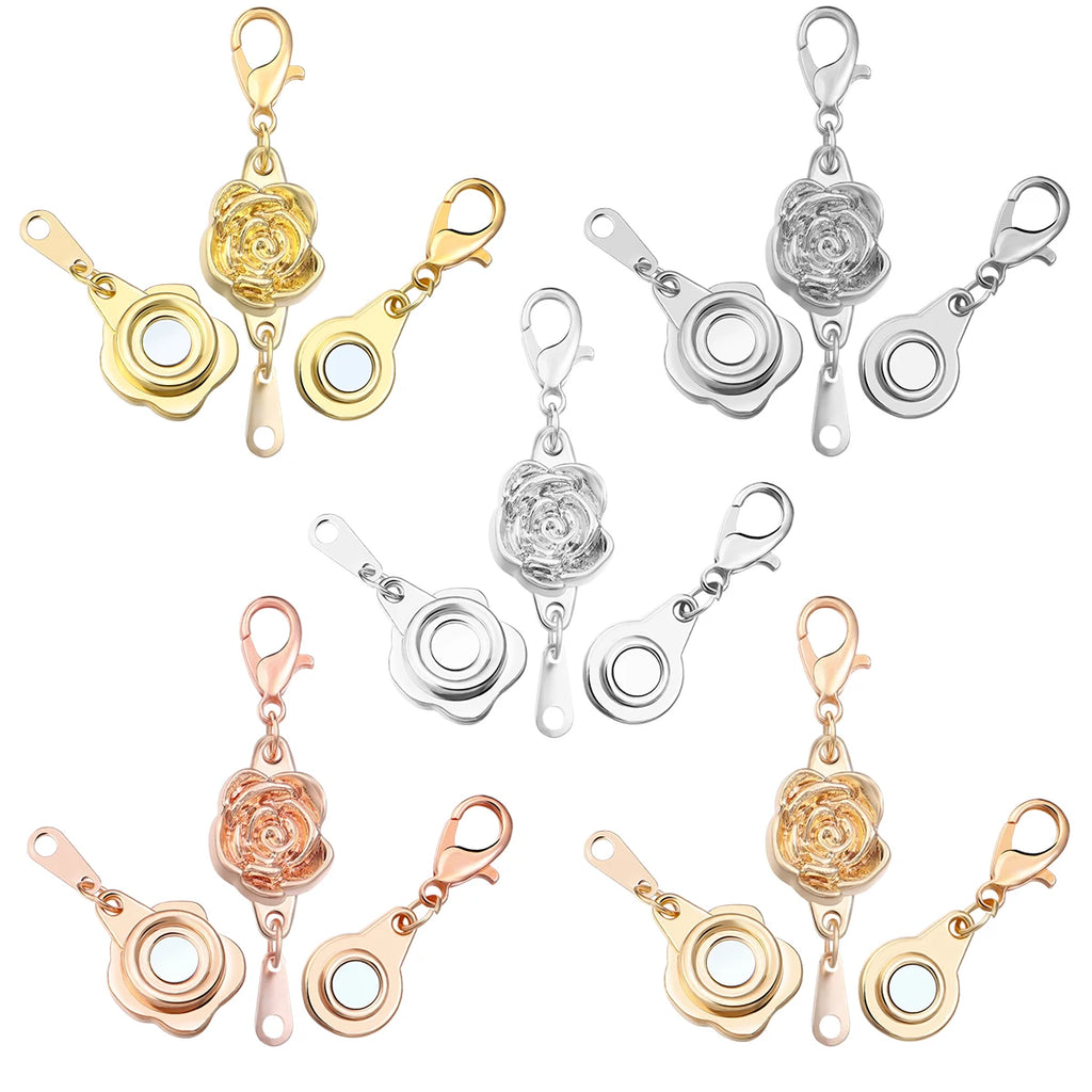 5 Sets Metal Rose Lobster Clasp Magnetic Buckle DIY Jewelry Jewelry Clasp Findings PLUSH
