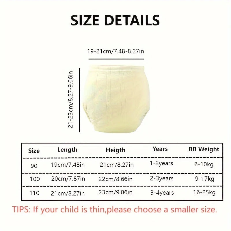 3-Pack Cotton Training Pants – Washable Cloth Diapers 0–3 Yrs Training Pants PLUSH