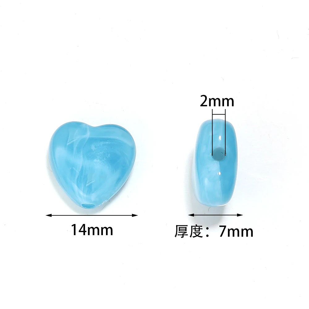 10pcs Colorful Acrylic Heart Spacer Beads 14mm – DIY Jewelry Acrylic Spacer Beads PLUSH