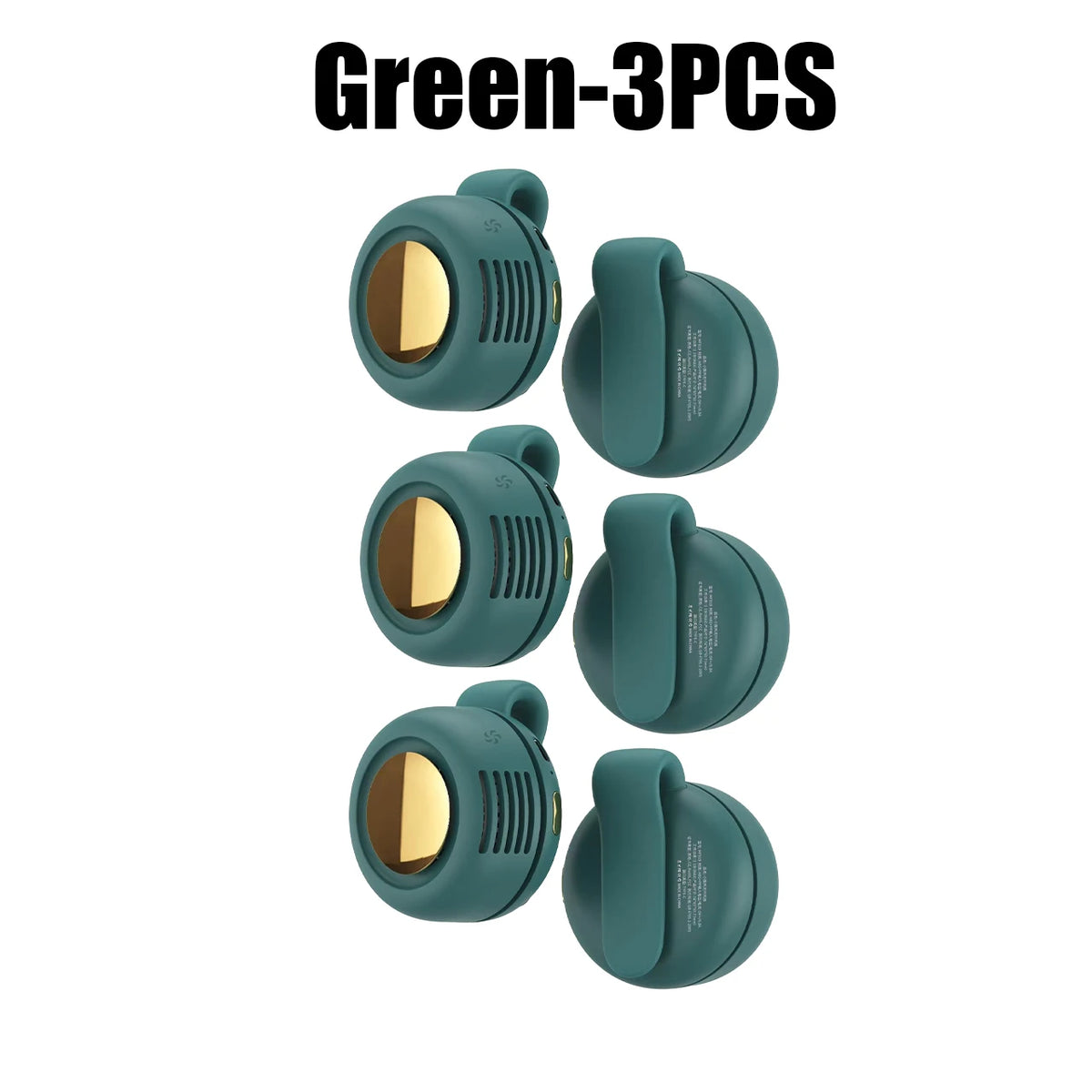 Bladeless Clip-On Mini Fan USB Rechargeable – Travel Fan Personal Clip-On Fan PLUSH Green 3PCS
