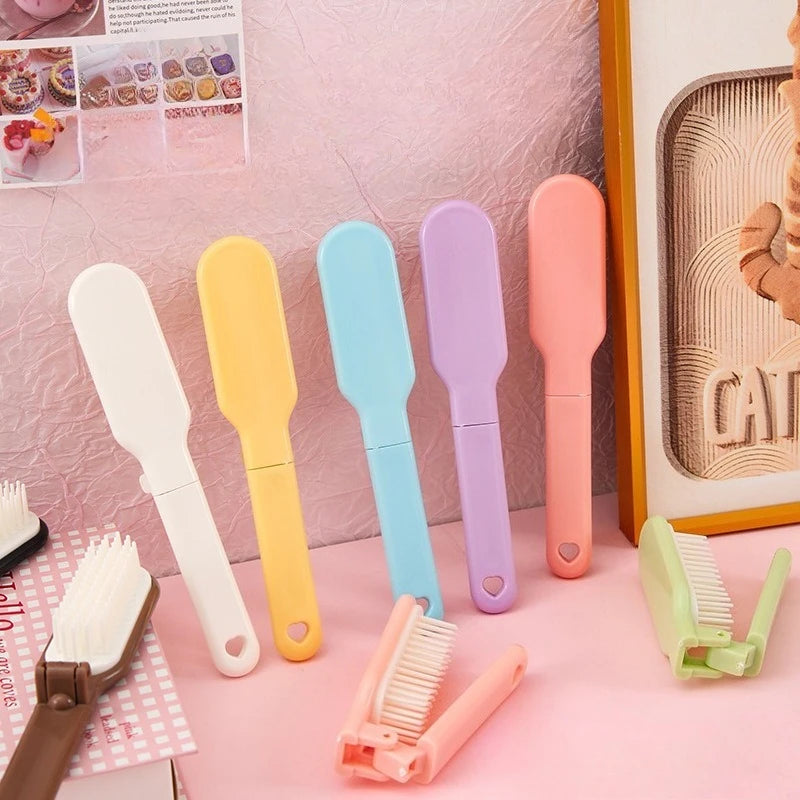 Candy Color Foldable Hair Comb – Portable Travel Hair Brush Foldable Hair Comb PLUSH