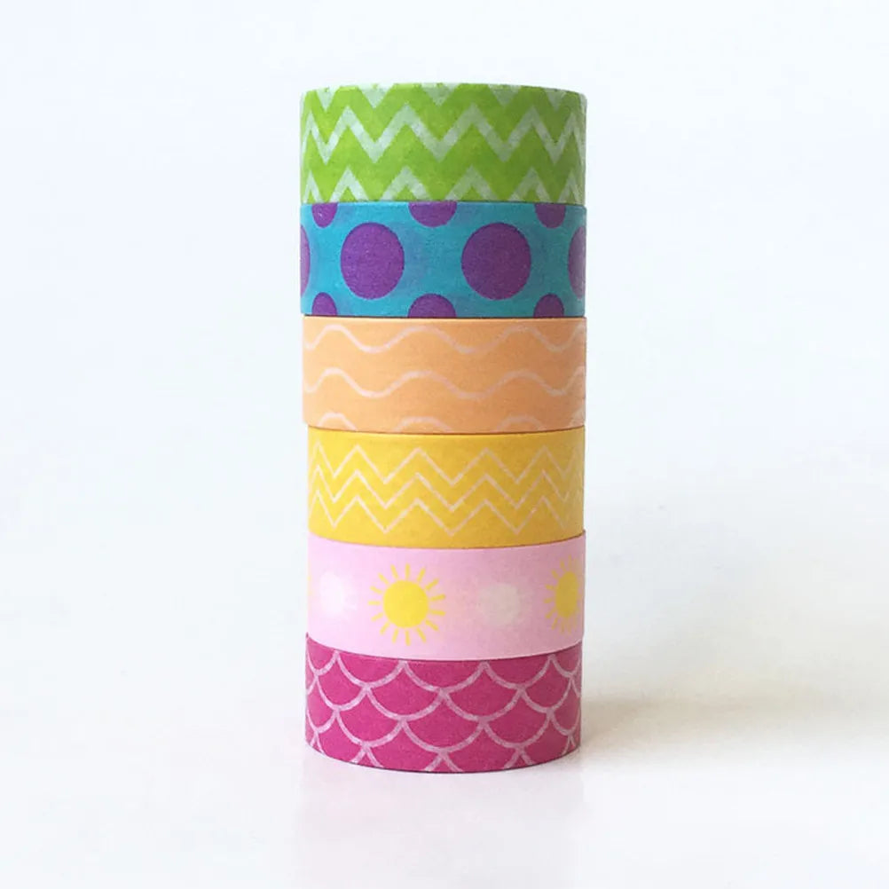 6-Roll Rainbow Washi Tape Set – Residue-Free DIY Craft Tape Decorative Washi Tape PLUSH