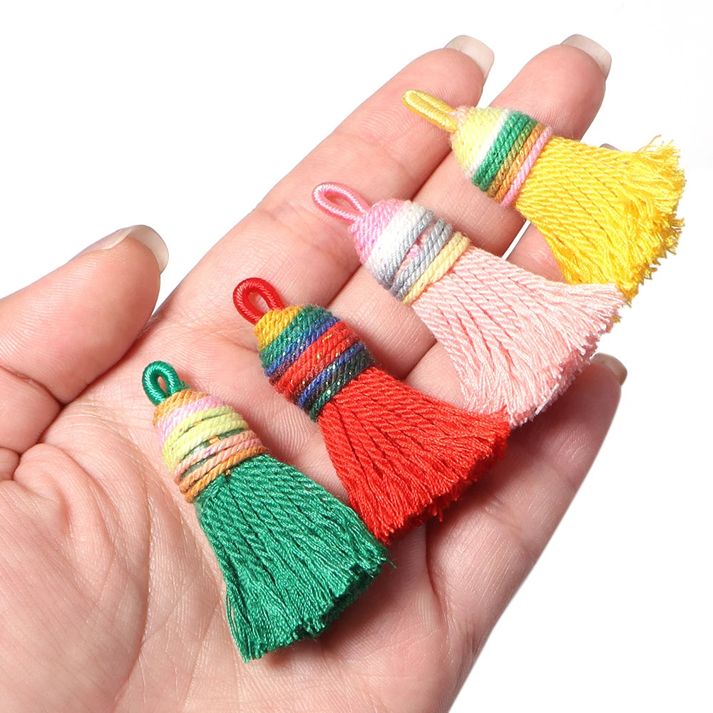 4pcs Gradient Glitter Mini Tassel Charms – DIY Jewelry Making Tassel Charms PLUSH