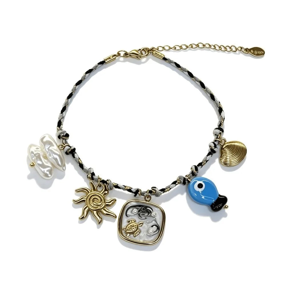 Ocean Style Stainless Steel Bracelet – Starfish Shell Charm Charm Bracelet PLUSH Style F