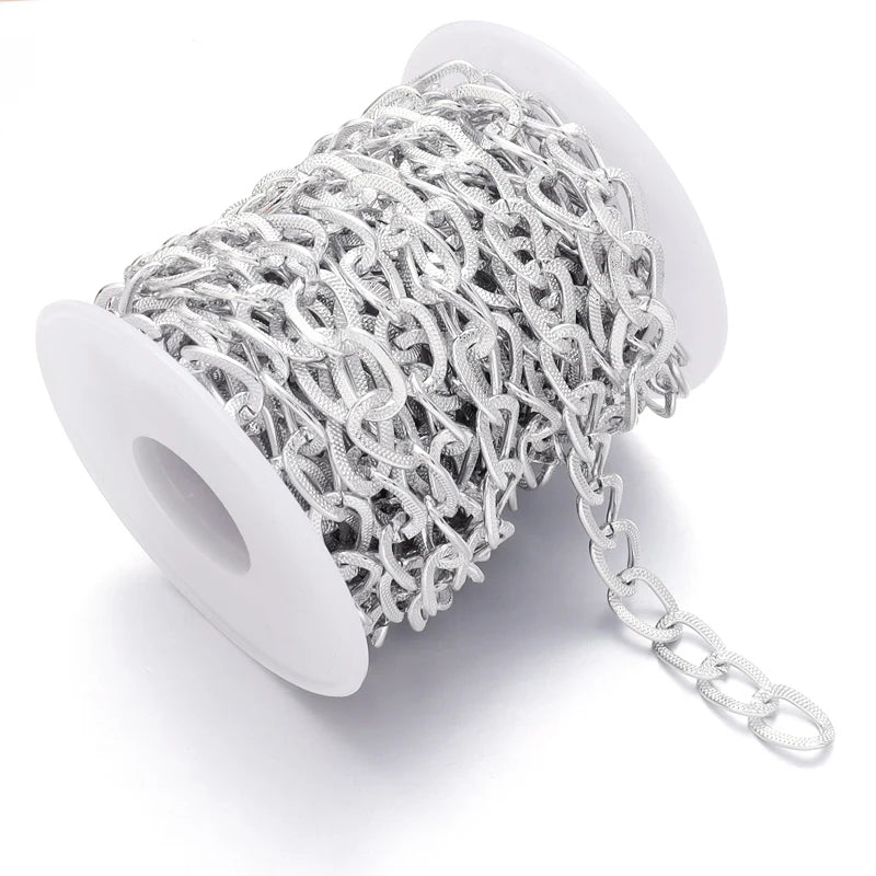 5 Yards 12x8mm O-Shape Aluminum Twist Chain for Jewelry & Bags Jewelry Making Chain PLUSH silver