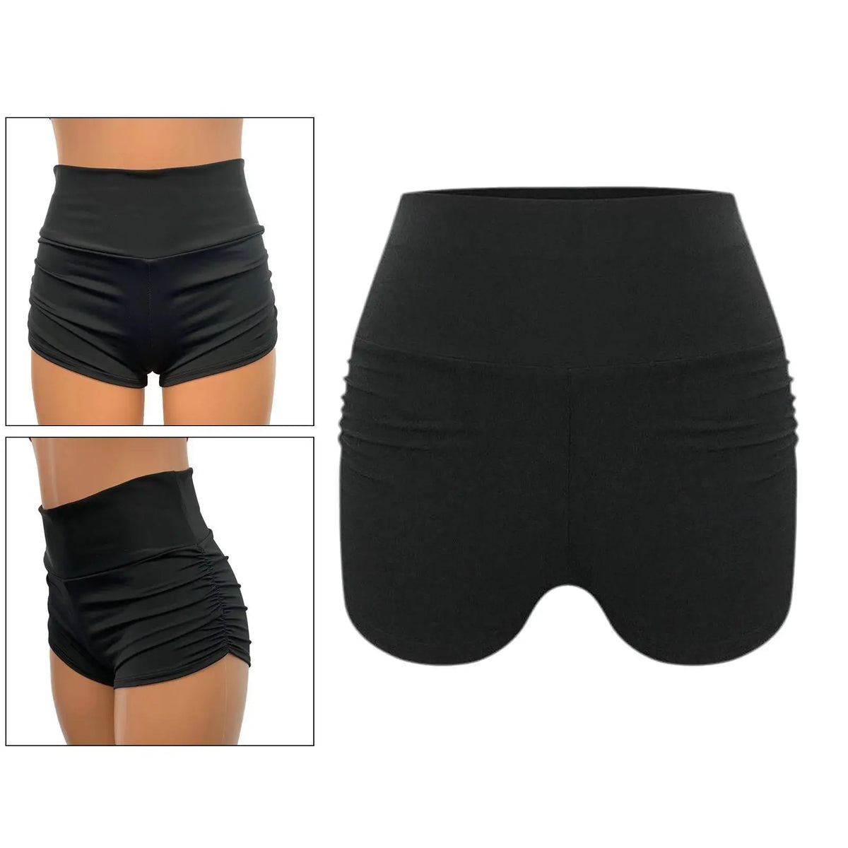 Women's High Waist Compression Yoga Biker Shorts – Butt Lift Yoga Biker Shorts PLUSH BlackS
