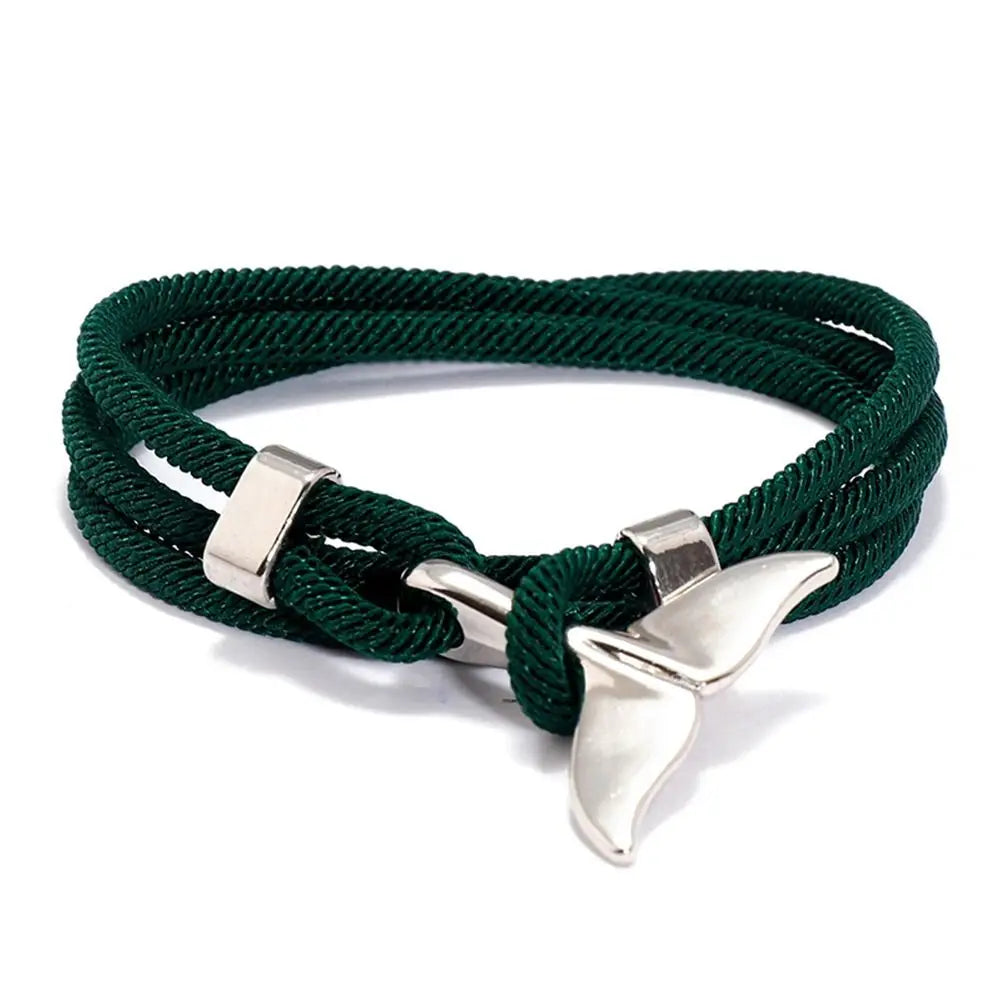 Whale Tail Braided Rope Charm Bracelet – Ocean Series Unisex