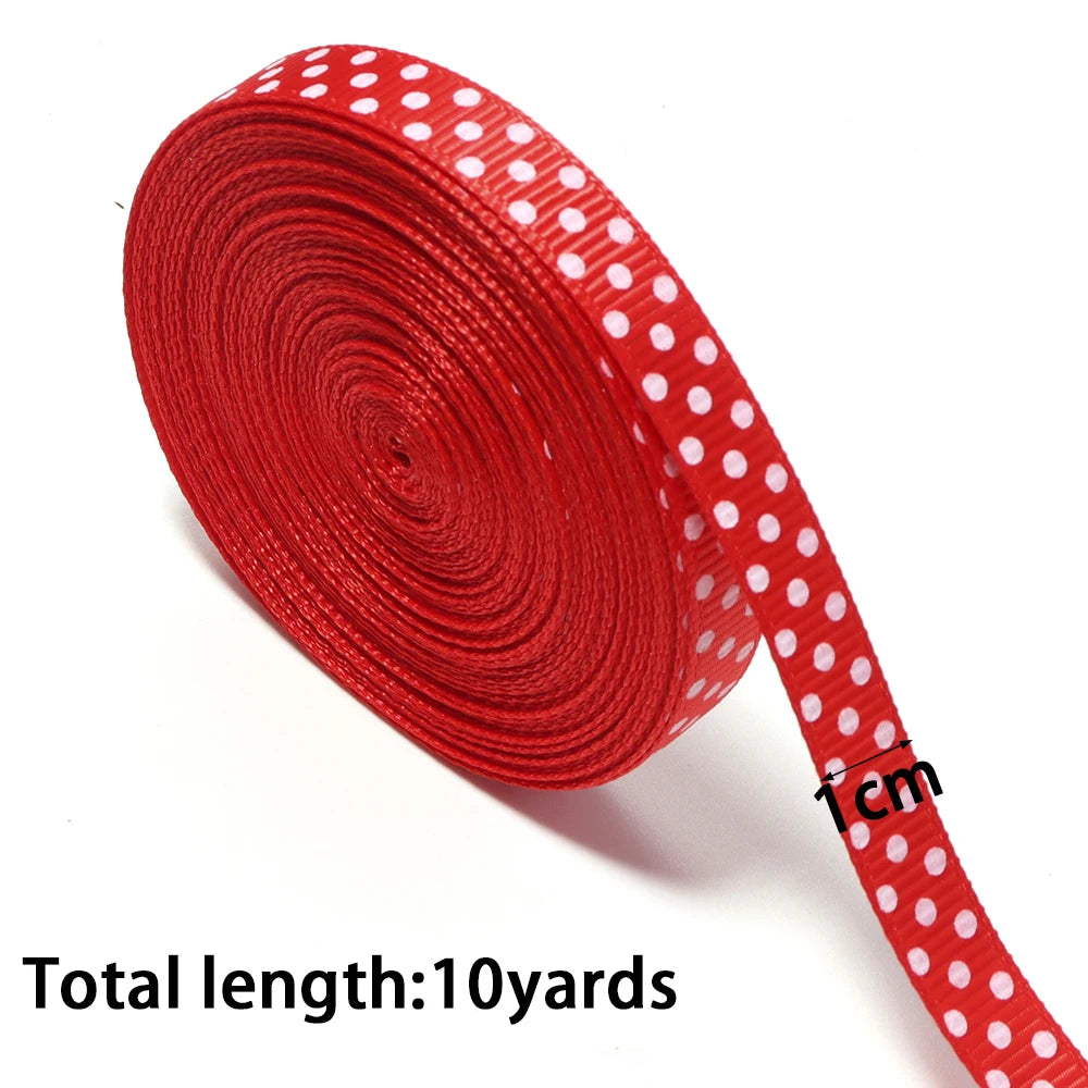 Red Polka Dot Grosgrain Ribbon – DIY Hair Bows & Gift Wrap Grosgrain Ribbon PLUSH 10mm x 10yards 1roll