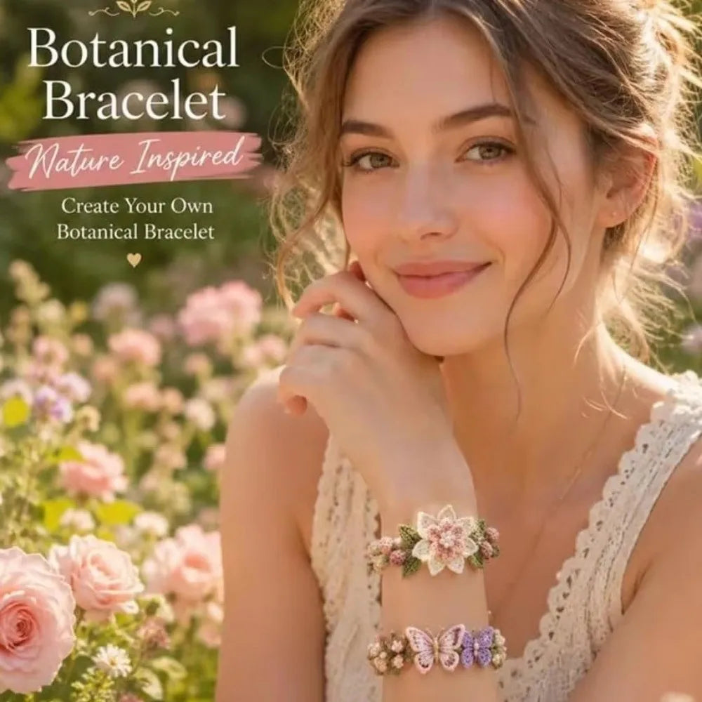 Botanical DIY Crochet Bracelet Kit – Beginner Friendly Craft DIY Crochet Kit PLUSH