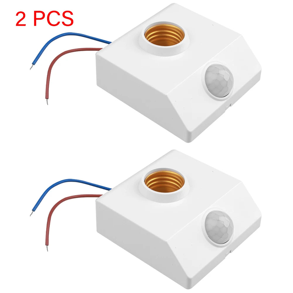 PIR Motion Sensor E27 Bulb Socket Adapter – Auto Light Switch Motion Sensor Socket PLUSH 2Pcs