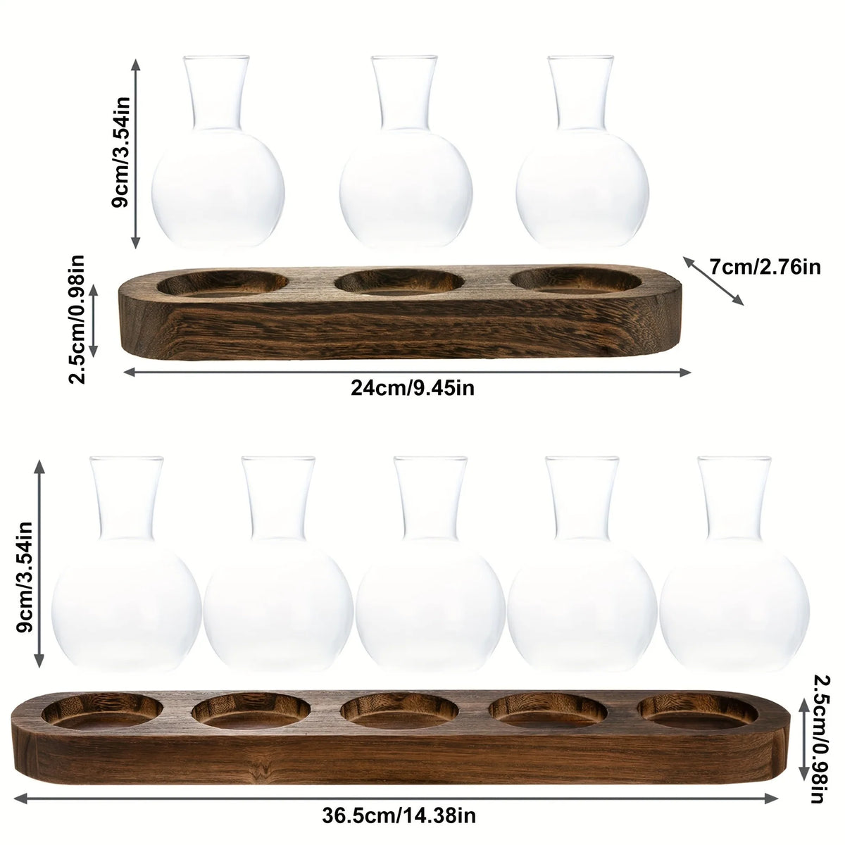 Modern Glass Plant Terrarium with Wooden Tray | Hydroponic Vase Glass Plant Terrarium PLUSH