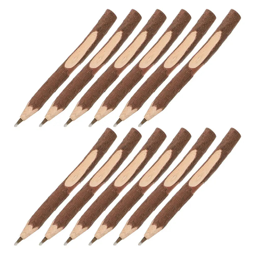 12pcs Wood Ballpoint Pens Natural Grain Black Ink | Bulk Set Wood Ballpoint Pens PLUSH