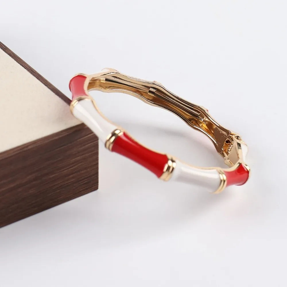Colorful Enamel Bamboo Bangle – Ethnic Vintage Bracelet Enamel Bangle Bracelet PLUSH Style 10