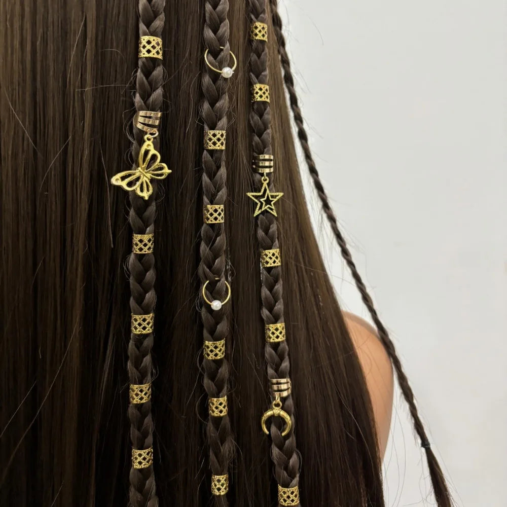 25pcs Butterfly Heart Punk Dreadlock Hair Rings for Braids Hair Braid Rings PLUSH 25Pcs