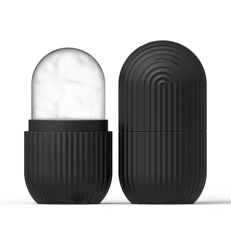 Silicone Ice Ball Face Massager – Contouring Eye Roller Tool Facial Massage Tool PLUSH Black