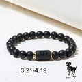 Zodiac Constellation Matte Black Agate Beaded Bracelet Beaded Bracelet PLUSH Aries
