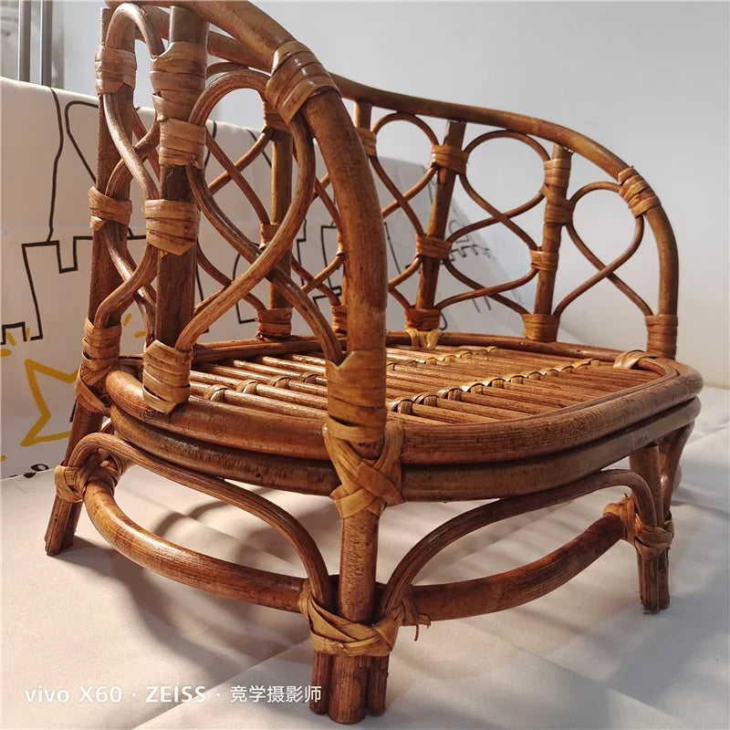 Newborn Photography Prop – Retro Rattan Baby Basket Chair Photography Prop Basket PLUSH