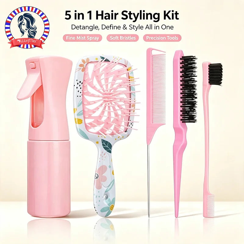 5-in-1 Hair Styling Kit – Spray Bottle, Comb & Brush Set Hair Styling Kit PLUSH
