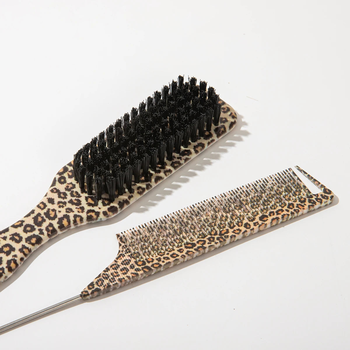 Leopard Print Rat Tail Comb Set of 2 – Precision Styling Hair Styling Comb PLUSH