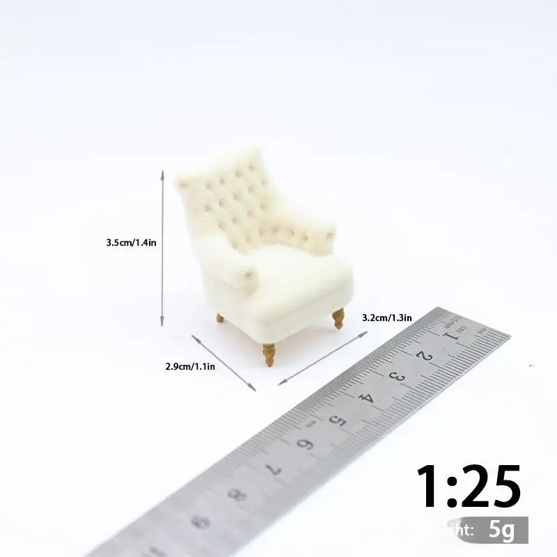 Mini Flocked Dollhouse Armchair 1:12–1:30 Scale Sofa Chair Dollhouse Furniture PLUSH A7