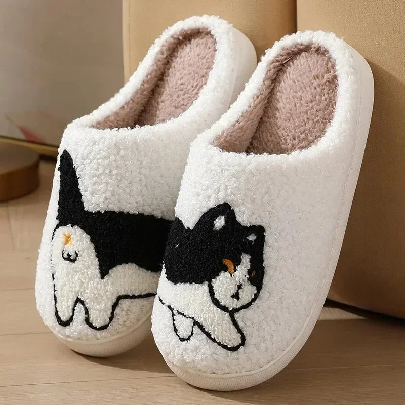 Cartoon Animal Plush Slippers – Cute Dog & Cat Design Plush Novelty Slippers PLUSH