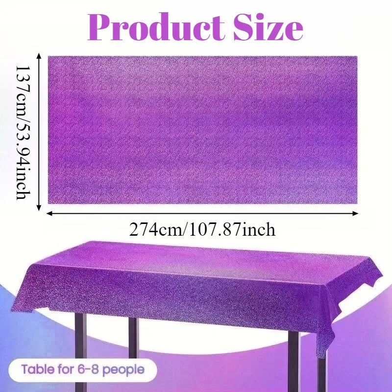 Purple Laser Tablecloth 137x274cm – Disposable Party Table Cover Disposable Tablecloth PLUSH