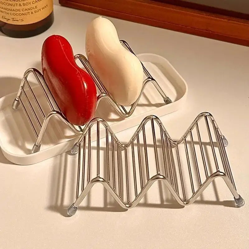 Stainless Steel Soap Rack with Drainage Tray | Bathroom Organizer Soap Rack & Tray PLUSH