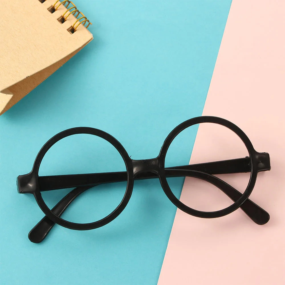 Round Fashion Glasses Frames – Lens-Free Kids Unisex PP Fashion Glasses Frame PLUSH black