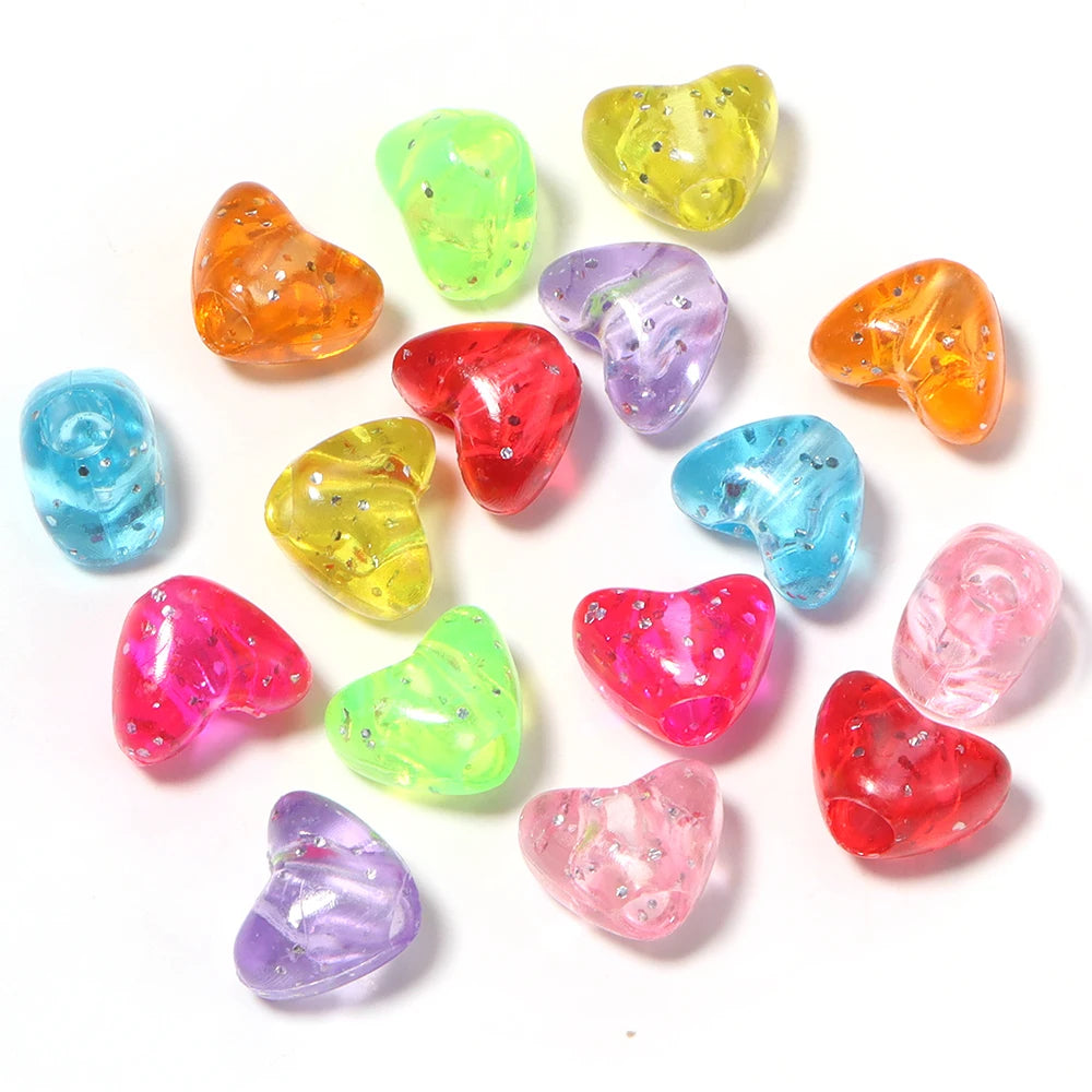 100pcs Colorful Transparent Acrylic Spacer Beads – DIY Jewelry Acrylic Spacer Beads PLUSH heart
