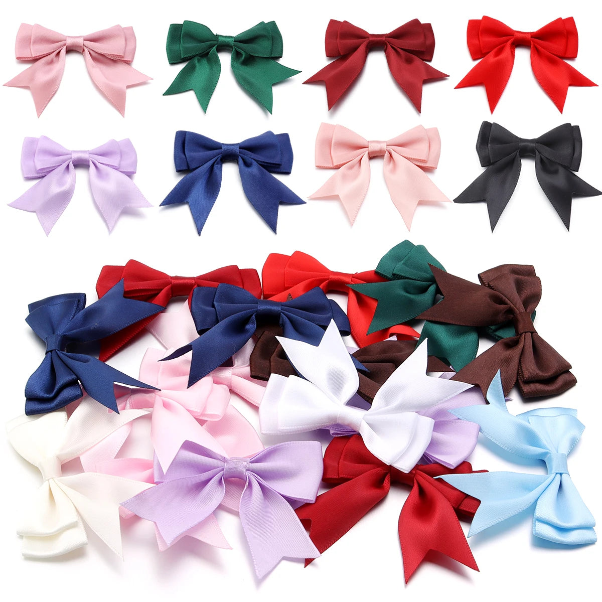 10pcs Satin Ribbon Bows – Colorful Double Layer DIY Bowknot Ribbon Bow Embellishment PLUSH