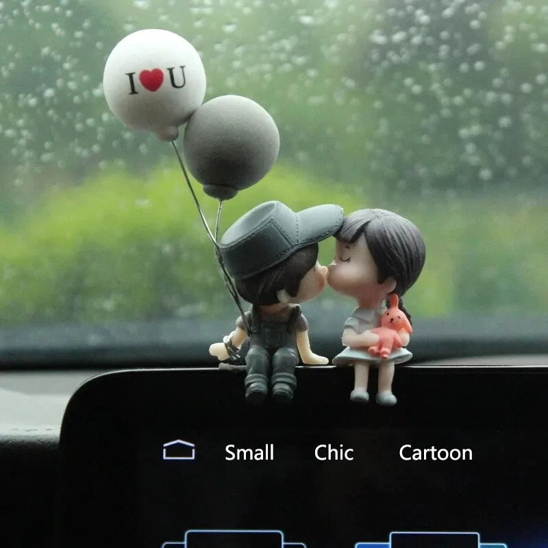 Couple Action Figurines Balloon Car Dashboard Decoration Decorative Figurine PLUSH Grey Couple