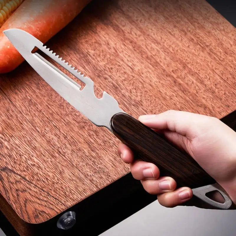 2-in-1 Serrated Vegetable Peeler & Knife – Wooden Handle Vegetable Peeler PLUSH Default Title