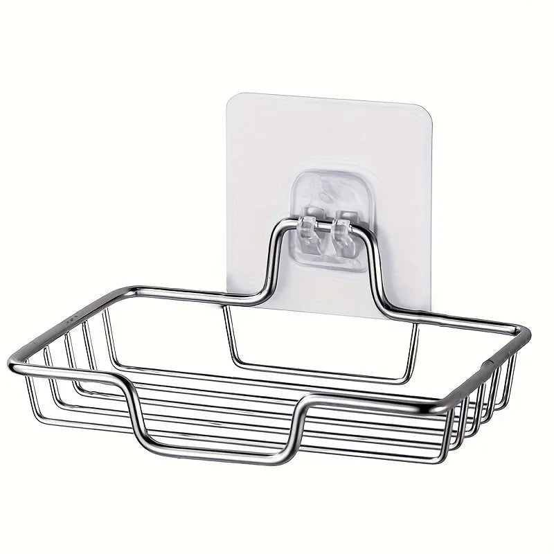Stainless Steel Wall-Mounted Soap Dish with Drainage, Rust-Proof Wall-Mounted Soap Dish PLUSH Silvery 1Pcs