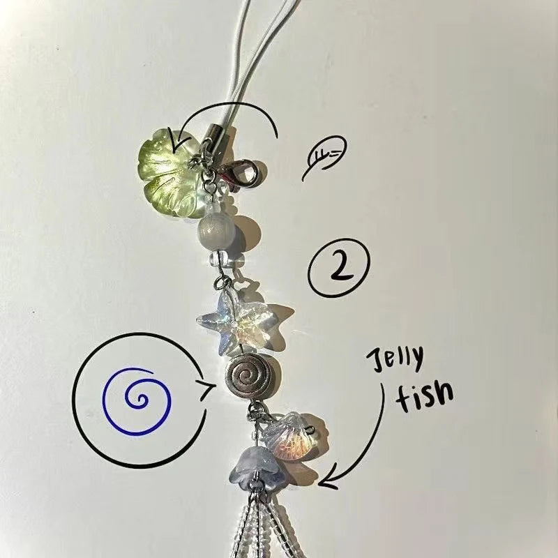 Ocean Seashell Jellyfish Phone Charm Strap & Bag Keychain Phone Charm Keychain PLUSH
