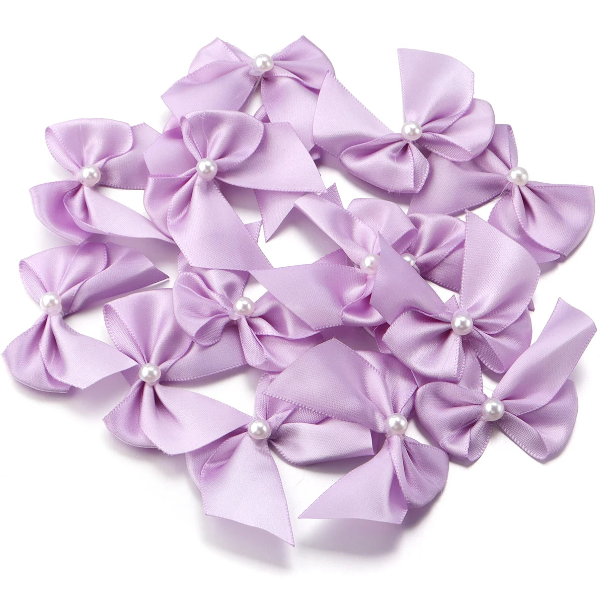 20pcs Satin Ribbon Bows 5.5x6cm – DIY Craft Decoration Satin Ribbon Bows PLUSH Light Purple 5.5cmx6cm