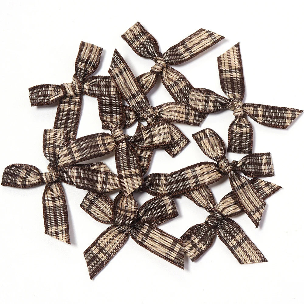20pcs Plaid Ribbon Bows – DIY Hair Clips & Jewelry Crafts Ribbon Bow Embellishments PLUSH 04