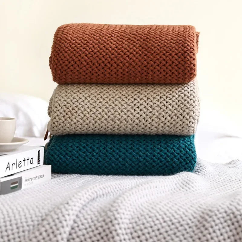Scandinavian Knit Throw Blanket – 100% Acrylic Sofa Cover Knit Throw Blanket PLUSH