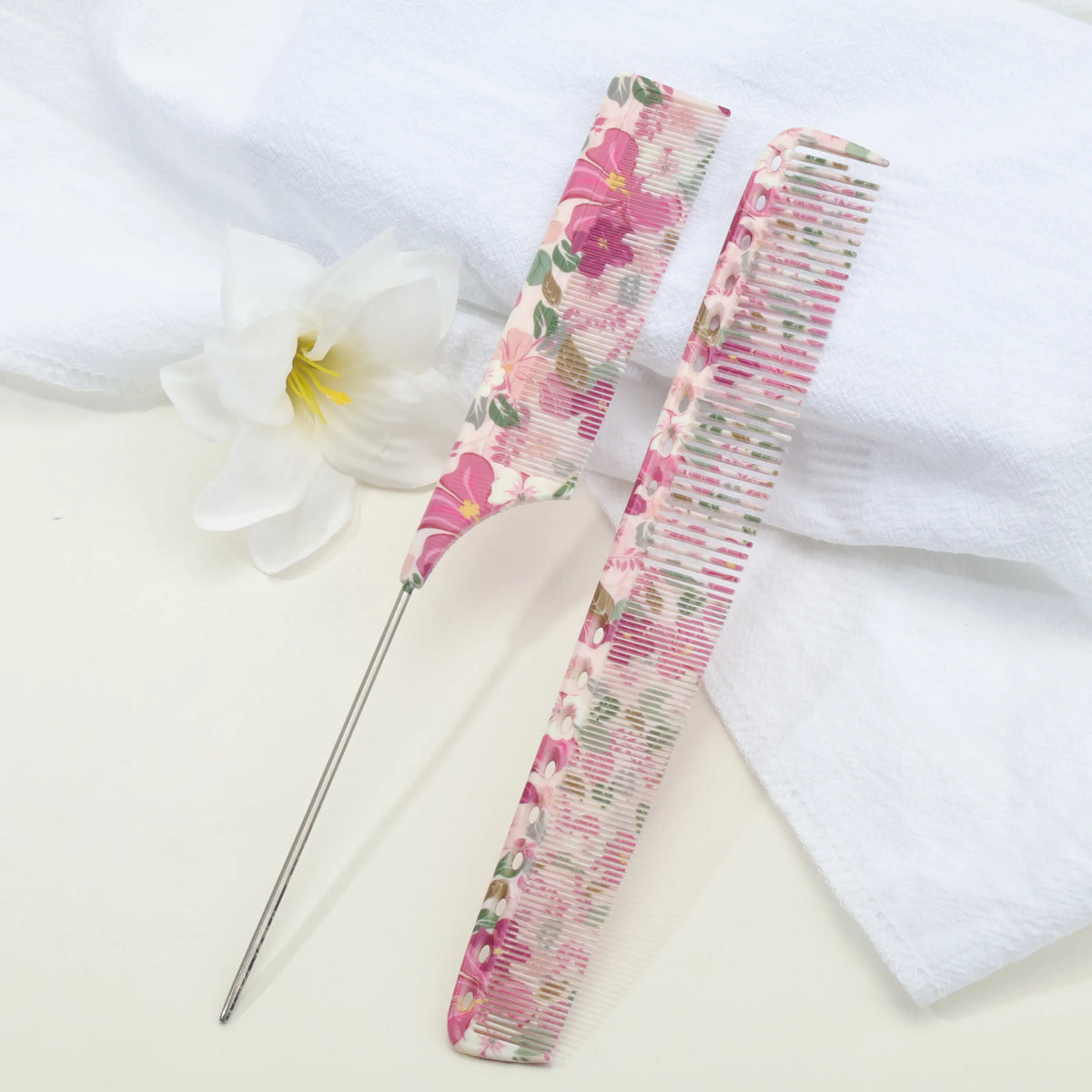 Floral Pointed Tail Comb Set – All Hair Types | 1–5 Pcs Hair Styling Comb PLUSH