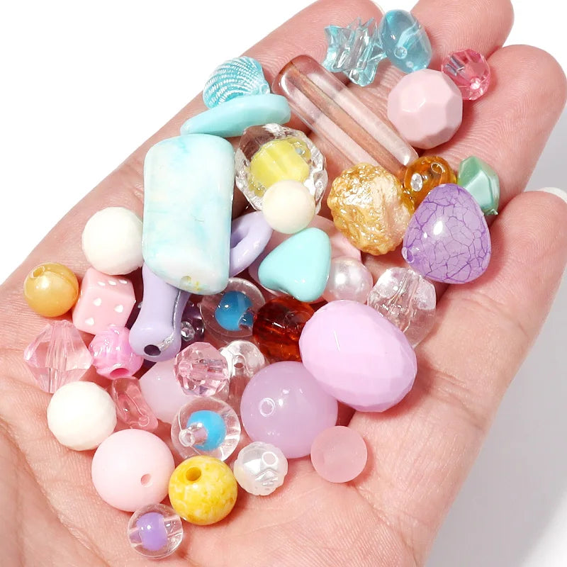 50g Mixed Acrylic Beads Y2K DIY Jewelry Phone Chain Bracelet Acrylic Craft Beads PLUSH