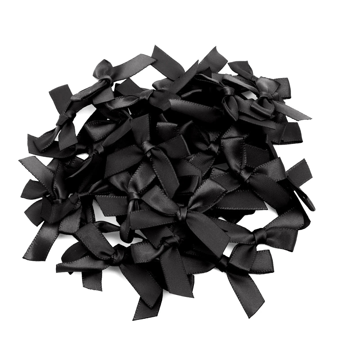 50pcs Satin Ribbon Bows 3.5x4cm – Multicolor DIY Decoration Ribbon Bows PLUSH Black 3.5x4cm