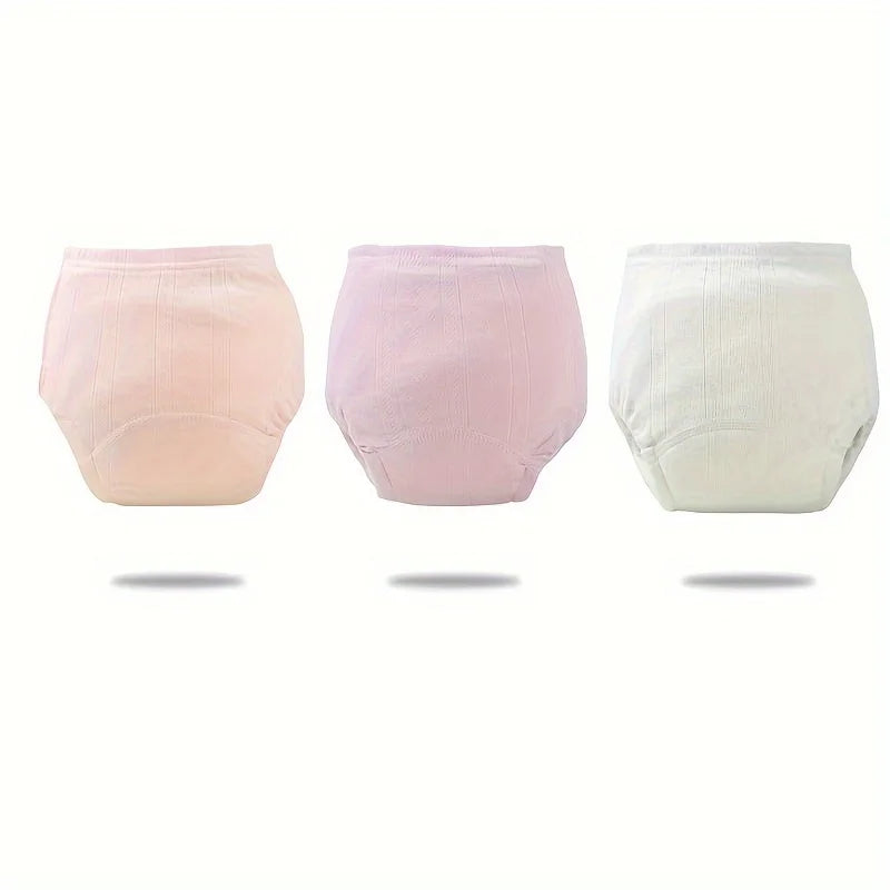 3-Pack Cotton Training Pants – Washable Cloth Diapers 0–3 Yrs Training Pants PLUSH Pink Purple White L