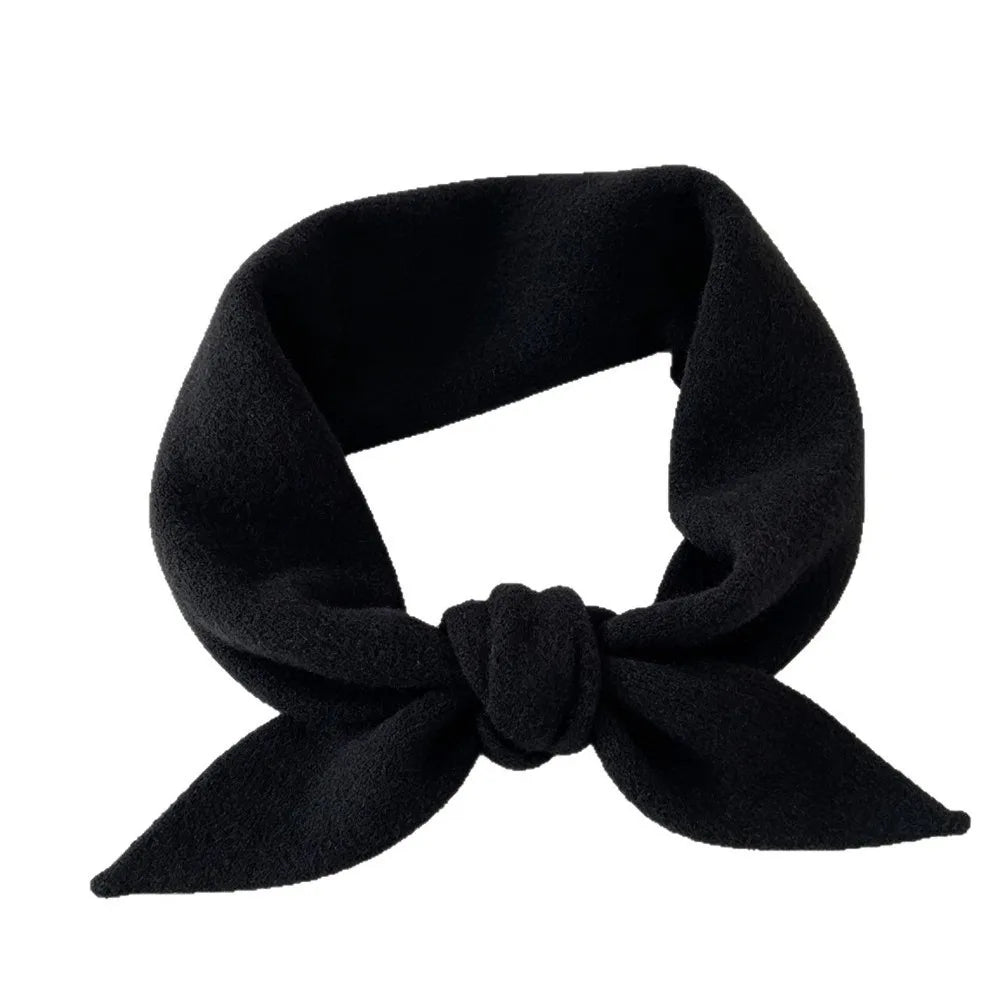 Women's Knitted Triangle Scarf False Collar Warm Shawl Knitted Scarf Shawl PLUSH Black