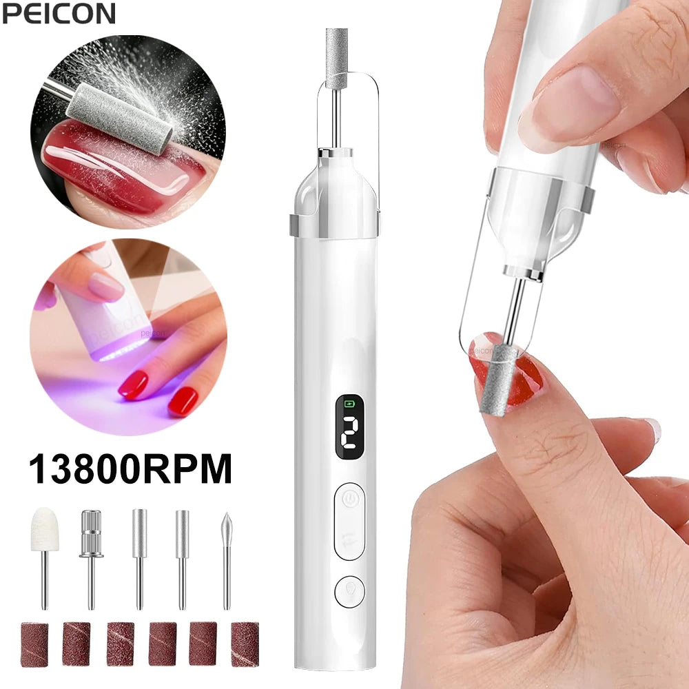 PEICON Electric Nail Drill Machine with UV Lamp – Rechargeable Electric Nail Drill PLUSH
